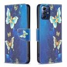 For Motorola Moto G Play 2024 Colored Drawing Pattern Leather Phone Case(Gold Butterfly) - 1