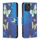 For Motorola Moto G Power 5G Colored Drawing Pattern Leather Phone Case(Gold Butterfly) - 1