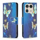 For Motorola Edge 50 Ultra Colored Drawing Pattern Leather Phone Case(Gold Butterfly) - 1