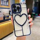 For iPhone 15 Pro Max Electroplating 3D Love TPU Phone Case(Dark Blue) - 1