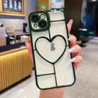 For iPhone 14 Plus Electroplating 3D Love TPU Phone Case(Dark Green) - 1