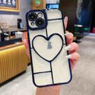 For iPhone 14 Electroplating 3D Love TPU Phone Case(Dark Blue) - 1