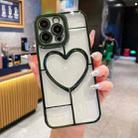 For iPhone 14 Pro Electroplating 3D Love TPU Phone Case(Dark Green) - 1