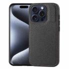 For iPhone 15 Pro Max Litchi Pattern Stitched Side-mounted Phone Case(Black) - 1