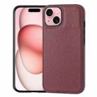 For iPhone 15 Litchi Pattern Stitched Side-mounted Phone Case(Dark Red) - 1