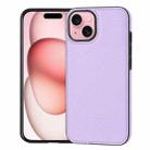 For iPhone 14 Plus/15 Plus Litchi Pattern Stitched Side-mounted Phone Case(Purple) - 1