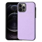 For iPhone 12 Pro Max Litchi Pattern Stitched Side-mounted Phone Case(Purple) - 1