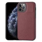 For iPhone 11 Pro Max Litchi Pattern Stitched Side-mounted Phone Case(Dark Red) - 1