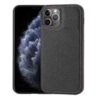 For iPhone 11 Pro Max Litchi Pattern Stitched Side-mounted Phone Case(Black) - 1