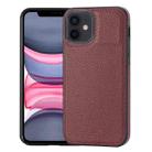 For iPhone 11 Litchi Pattern Stitched Side-mounted Phone Case(Dark Red) - 1