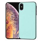 For iPhone X/XS Litchi Pattern Stitched Side-mounted Phone Case(Mint Green) - 1