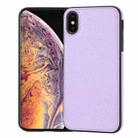 For iPhone X/XS Litchi Pattern Stitched Side-mounted Phone Case(Purple) - 1