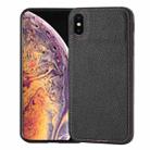 For iPhone X/XS Litchi Pattern Stitched Side-mounted Phone Case(Black) - 1