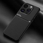 For iPhone 15 Pro Classic Tilt Strip Grain Magnetic Shockproof PC + TPU Phone Case(Black) - 1