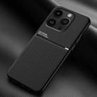 For iPhone 16 Pro Max Classic Tilt Strip Grain Magnetic Shockproof PC + TPU Phone Case(Black) - 1