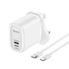 Yesido YC43 PD 20W USB-C / Type-C + 8 Pin Travel Charger with 1m Type-C to 8 Pin Cable, UK Plug(White) - 1