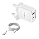 Yesido YC51 30W USB-C / Type-C + USB + 8 Pin Travel Charger with 1m Type-C to 8 Pin Cable, UK Plug(White) - 1