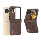 For OPPO Find N3 Flip ABEEL Hinge PU Leather Black Edge Phone Case(Coffee) - 1