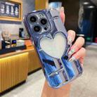 For iPhone 15 Pro Max Electroplating 3D Hollow Love TPU Phone Case(Sierra Blue) - 1