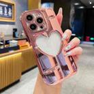 For iPhone 15 Pro Max Electroplating 3D Hollow Love TPU Phone Case(Rose Gold) - 1