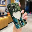 For iPhone 15 Pro Electroplating 3D Hollow Love TPU Phone Case(Dark Green) - 1