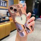 For iPhone 15 Plus Electroplating 3D Hollow Love TPU Phone Case(Rose Gold) - 1