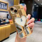 For iPhone 15 Plus Electroplating 3D Hollow Love TPU Phone Case(Gold) - 1