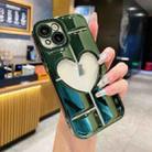 For iPhone 15 Electroplating 3D Hollow Love TPU Phone Case(Dark Green) - 1