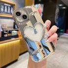 For iPhone 15 Electroplating 3D Hollow Love TPU Phone Case(Silver) - 1