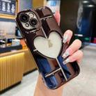 For iPhone 15 Electroplating 3D Hollow Love TPU Phone Case(Black) - 1