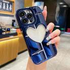 For iPhone 14 Pro Electroplating 3D Hollow Love TPU Phone Case(Dark Blue) - 1