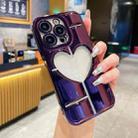 For iPhone 14 Pro Max Electroplating 3D Hollow Love TPU Phone Case(Purple) - 1