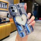 For iPhone 12 Electroplating 3D Hollow Love TPU Phone Case(Sierra Blue) - 1