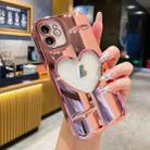 For iPhone 12 Electroplating 3D Hollow Love TPU Phone Case(Rose Gold) - 1