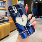 For iPhone 12 Electroplating 3D Hollow Love TPU Phone Case(Dark Blue) - 1