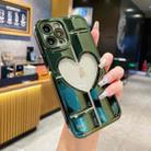 For iPhone 12 Pro Electroplating 3D Hollow Love TPU Phone Case(Dark Green) - 1