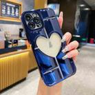 For iPhone 12 Pro Electroplating 3D Hollow Love TPU Phone Case(Dark Blue) - 1