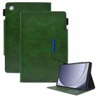 For Samsung Galaxy Tab A9 Suede Cross Texture Magnetic Clasp Leather Tablet Case(Green) - 1