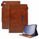 For Samsung Galaxy Tab A9 Suede Cross Texture Magnetic Clasp Leather Tablet Case(Brown) - 1