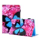 For Samsung Galaxy Tab A9+ Colored Drawing Leather Tablet Case(Blue Butterfly) - 1