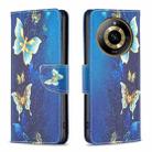 For  Realme 11 4G Colored Drawing Pattern Leather Phone Case(Gold Butterfly) - 1