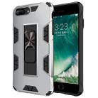 For iPhone 8 Plus & 7 Plus Armor Shockproof TPU + PC Magnetic Protective Case with Invisible Holder(Silver) - 1