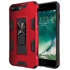 For iPhone 8 Plus & 7 Plus Armor Shockproof TPU + PC Magnetic Protective Case with Invisible Holder(Red) - 1