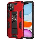 For iPhone 11 Armor Shockproof TPU + PC Magnetic Protective Case with Invisible Holder(Red) - 1