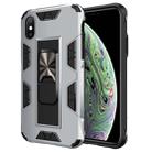 For iPhone XS / X Armor Shockproof TPU + PC Magnetic Protective Case with Invisible Holder(Silver) - 1