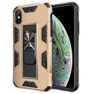 For iPhone XS / X Armor Shockproof TPU + PC Magnetic Protective Case with Invisible Holder(Gold) - 1