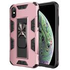 For iPhone XS / X Armor Shockproof TPU + PC Magnetic Protective Case with Invisible Holder(Rose Gold) - 1
