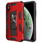 For iPhone XS / X Armor Shockproof TPU + PC Magnetic Protective Case with Invisible Holder(Red) - 1