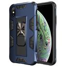 For iPhone XS / X Armor Shockproof TPU + PC Magnetic Protective Case with Invisible Holder(Blue) - 1