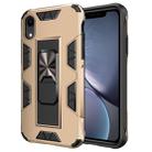 For iPhone XR Armor Shockproof TPU + PC Magnetic Protective Case with Invisible Holder(Gold) - 1